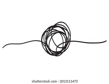 Chaotic hand drawn scribble sketch circle object with start and end isolated on white background