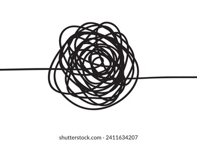 Chaotic hand drawn scribble sketch circle object with start and end isolated on white background