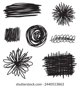 Chaotic hand drawn scribble sketch circle object with start and end isolated on white background