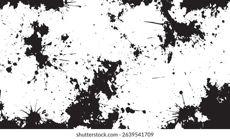 Chaotic Ink Splatters on White Background for Grunge and Urban Design Themes