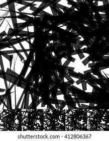 Chaotic irregular, random, scattered lines
