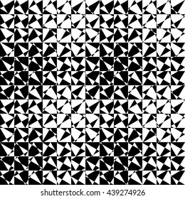 Chaotic, irregular repeatable geometric pattern. Mosaic of asymmetric shapes. Monochrome abstract background.