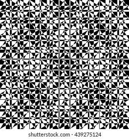 Chaotic, irregular repeatable geometric pattern. Mosaic of asymmetric shapes. Monochrome abstract background.