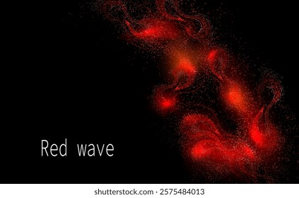 Chaotic isolated fiber in red shade, tinsel fog, design component.