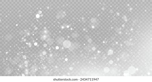 Chaotic light dust bright glow bokeh light background isolated on transparent background.