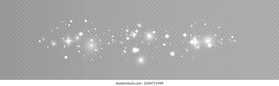 Chaotic light dust bright glow bokeh light background isolated on transparent background.