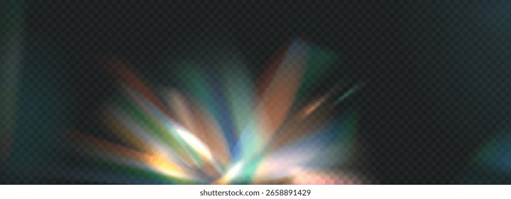 Fondo de prisma de luz caótico. Superposición de fondo de efecto irisado. Ilustración vectorial.