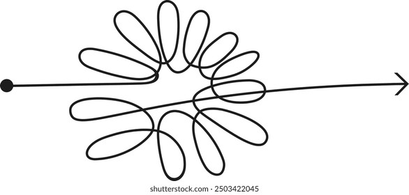 Chaotic Line Arrow Doodle Vector Illustration