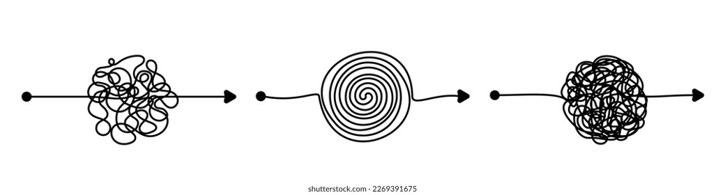 Chaotic line with arrow on the finish and circle on the begining - Shutterstock ID 2269391675