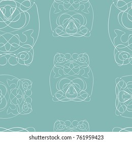 Chaotic lines monogram shape seamless pattern. Vector