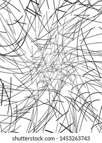 Chaotische Linien, zufällige chaotische Linien, zerkleinerte Linien, zufällige chaotische Linien Asymmetrische Vektorgrafik-Illustration