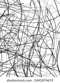 Líneas caóticas, Líneas caóticas al azar, Líneas dispersas, Líneas caóticas al azar Textura asimétrica Vector Ilustración de arte