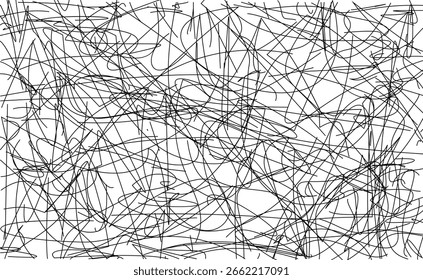 Chaotische Linien, zufällige chaotische Linien, verstreute Linien, zufällige chaotische Linien, asymmetrische Textur, Vektorgrafik