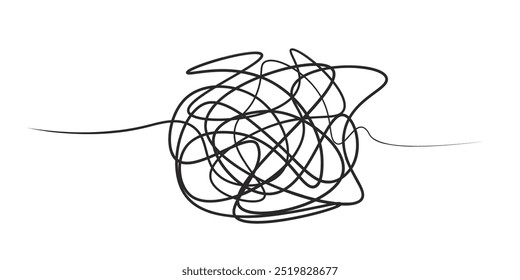 Chaotic and massy circle black line isolated on white background drawing. Vector icon in flat style.