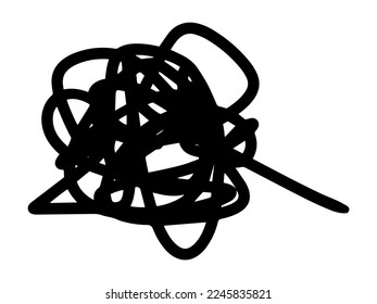 Chaotic messy icon design. Confused mind metaphor illustration.