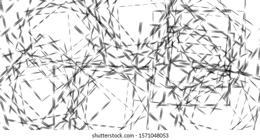 Chaotic monochrome art abstract geometric pattern, rectangle square lines, vector background, empty blank nobody template