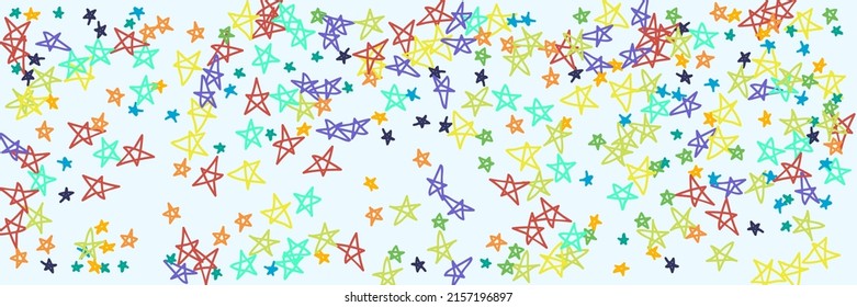 Chaotic Neon Naive Childish Grey Kids Stars Illustration. Stars Green Bright Red Pink Vivid Orange Vibrant Wallpaper. Purple Turquoise Violet White Blue Yellow Mint Handdrawn Stars.
