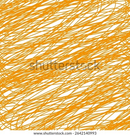 Chaotic orange strokes. Abstract scribble texture. Random line drawing. Vector messy sketch.