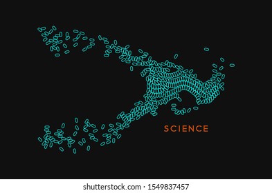 Chaotic ovals in empty space. Motion vector illustration. 