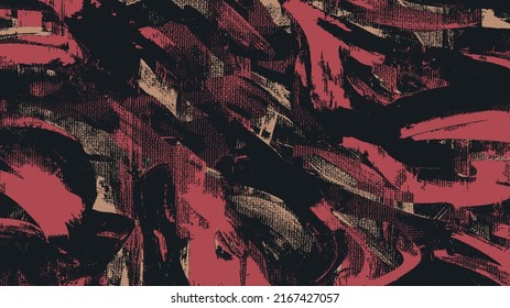 Chaotic paint strokes, artwork, painting on canvas. Black oil paint art, vector texture. Abstract grungy background, dark hand drawn cover, backdrop