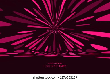 Partículas caóticas en el espacio vacío. Fondo disco. Iluminación vectorial dinámica.