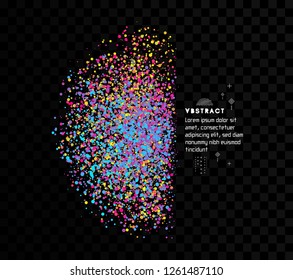 Chaotic particles in empty space. Dynamic background. Vector illustartion.