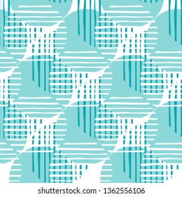 Chaotic pattern circle lines in green color. Abstract circles shapes and stripes seamless pattern illustration.