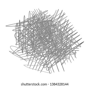Chaotic pattern on white. Tangled texture with lines. Hand drawn dinamic scrawls. Background with lines and waves. Print for design