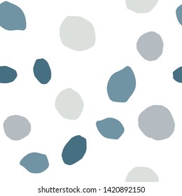 Chaotic pebble seamless pattern on white background. Abstract geometric dotted texture. Random stones wallpaper. Vector illustration