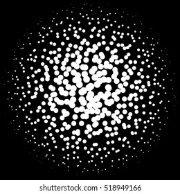 Chaotic pointillist (half-tone) circle pattern. Random dots.