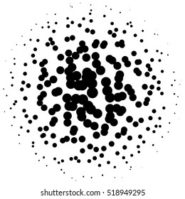 Chaotic pointillist (half-tone) circle pattern. Random dots.