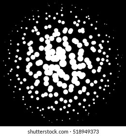 Chaotic pointillist (half-tone) circle pattern. Random dots.