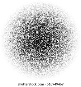 Chaotic pointillist (half-tone) circle pattern. Random dots.