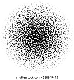 Chaotic pointillist (half-tone) circle pattern. Random dots.