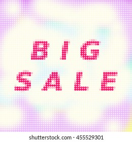 Chaotic polygonal tile with distinctive red sign "big sale". Use as a banner for a season or special sales events.