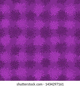 chaotic purple astra petals on pink. abstract floral seamless pattern