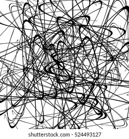 Chaotic random curved lines. Abstract artistic pattern, background