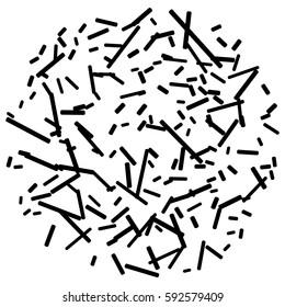 Chaotic random scattered shapes. Abstract geometric pattern