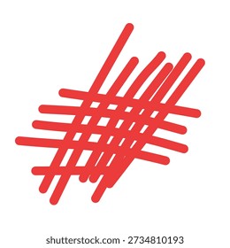 chaotic red ink strokes creating a rough textured block of intersecting lines