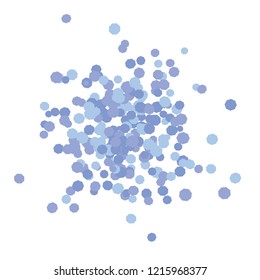 Chaotic scattered blue confetti circles. Stylish round elements background. Confetti party decor. Holiday colorful circles falling vector. Festive texture