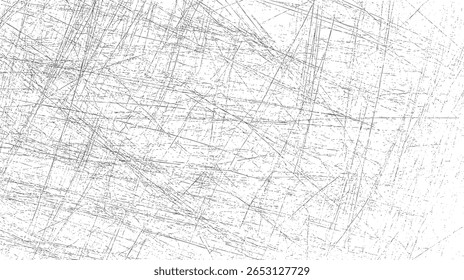 Chaotic scratch line texture abstract background. Overlapping grunge etching marks in random directions. High contrast layout for design surface.
