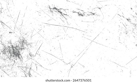 Cobertura caótica de textura arranhão sobre fundo branco. Padrão de superfície gravado grunge para efeitos de angústia.
