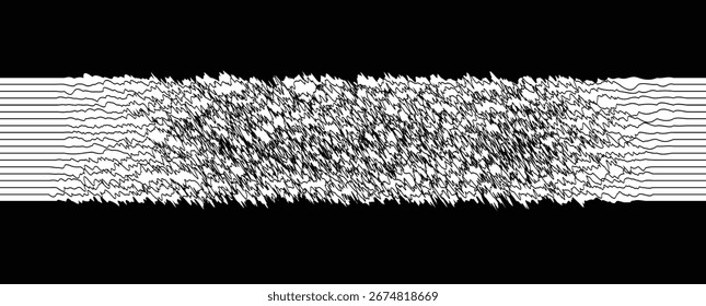 Distorção caótica de rabisco - fundo vetorial abstrato grunge de linhas irregulares à mão livre e ilustração vetorial de padrão dinâmico horizontal.