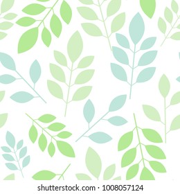 Chaotic seamless pattern of abstract leaves on a white background. Vector illustration