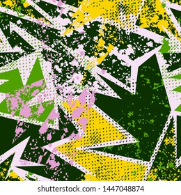 Chaotic seamless pattern with curved urban elements.