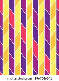 Chaotic seamless pattern of multicolored reticulate tetragons stripes. Stock illustration for web and print, wallpaper, background, scrapbooking, wrapping paper, textile.