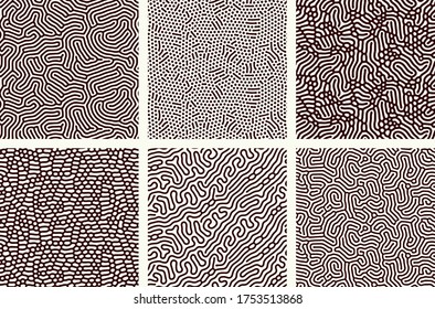 Chaotic seamless pattern set. Abstract organic backgrounds. Vector illustration.