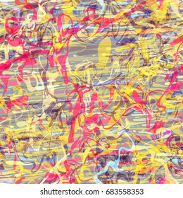 Chaotic Seamless texture with spots and strokes. Abstract vector background