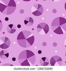 Chaotic seamless vector pattern with purple circle. 