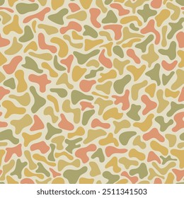 chaotic shapes. vector seamless pattern. warm color repetitive background. fabric swatch. wrapping paper. decorative art. continuous design template for textile, home decor